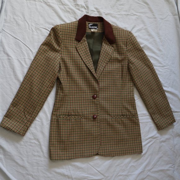 Vintage Brown & Green Plaid Checked Blazer Medium - Picture 2 of 11